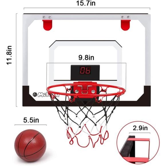 Basketball Hoop Indoor - Mini Basketball Hoop for Door w/ Electronic Scoreboard - Picture 6 of 7